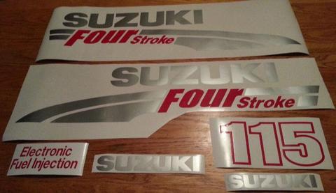 Suzuki 115 HP Four stroke outboard motor cowl graphics stickers decals