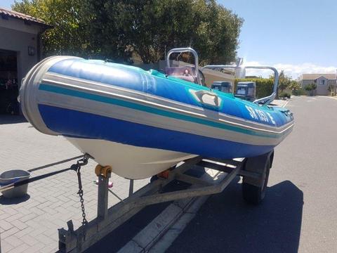 Rubber duck with two 50hp yamaha outboards for sale for 37K