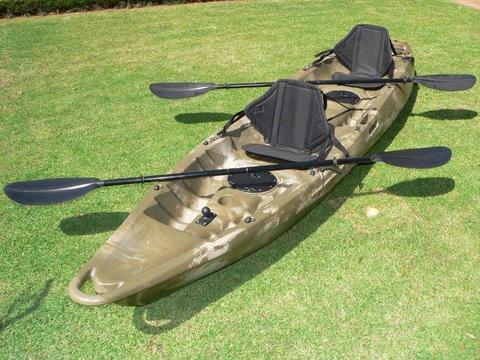 Pioneer Kayak Tandem, including seats, paddles, leashes and rod holders, BRAND NEW!