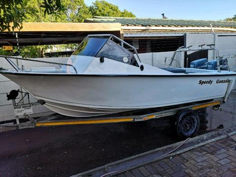 5.5m Skicraft with 2x50 Yamaha Motors on Trailer. Excellent Condition