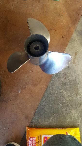 2 x Stainless Steel 19 inch three blade boat propellers