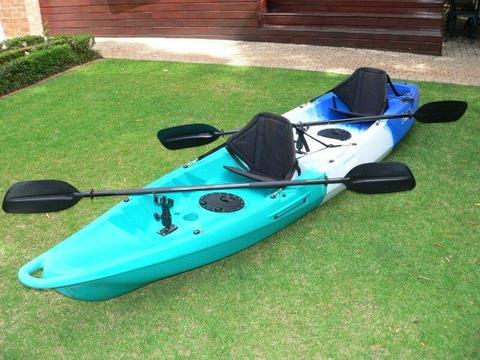 Pioneer Kayak Tandem, including seats, paddles, rod holders & paddle leashes, BRAND NEW!