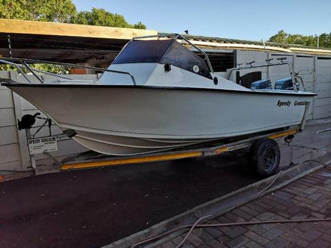 5.5m Skicraft with 2x50hp Yamaha Motors on Galvanized Trailer. Good Condition