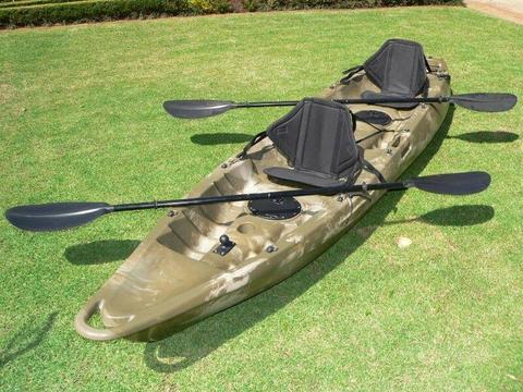 Pioneer Kayak Tandem double seater including seats, paddles, leashes and rod holders, BRAND NEW!