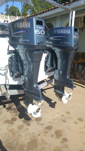 Bargain!!! Pair of yamaha 60hp outboard motors non trim and tilt 