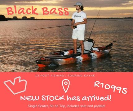 Kayak: Black bass 13-foot fishing kayak, NEW STOCK IN! 